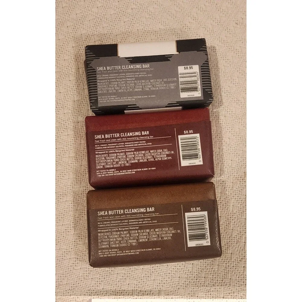 Bath & Body Works Men Collection Soaps Lot 3 Bourbon Gingham Mahogany